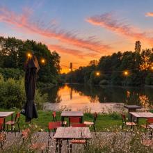 Uitzicht op de Nete vanaf het terras van De Beemden